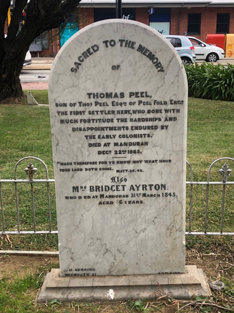 Grave of Thomas Peel in Mandurah Churchyard in the Peel Region of Western Australia